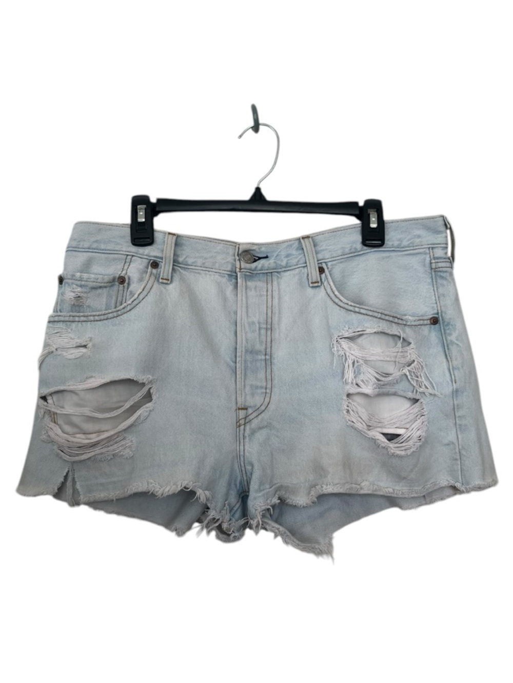 Levi's 501 Original High Rise Distressed Cutoff Light Wash Denim Shorts Size 32